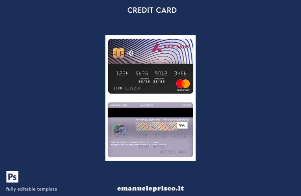 modello di carta mastercard bancaria India Axis in stile verificato